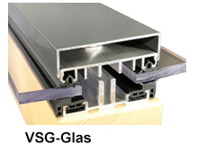 Glasdach Profile für VSG-Glas oder Solarglas