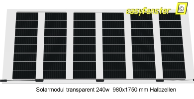 Transparente Solarmodule 980x1750 - 240wp