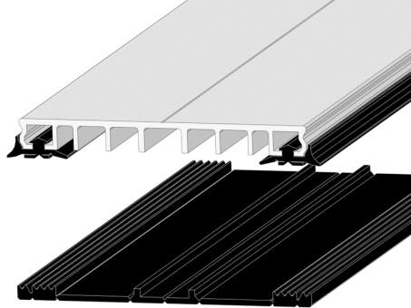 Auflagegummi und Klemmprofil für 100 mm Unterkonstruktion 6 Meter