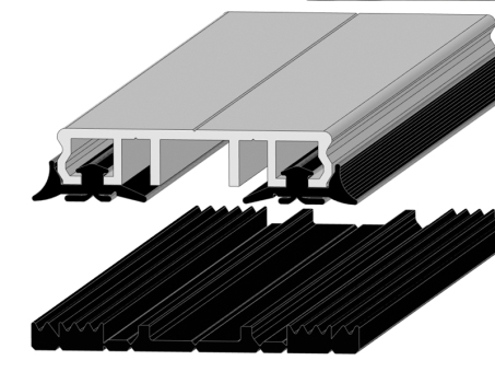 Auflagegummi und Klemmprofil für 60 mm Unterkonstruktion 6 Meter