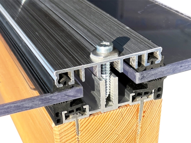 Klemmprofile Glasdach mit Unterprofil - 4m lang - 80 mm für flache Dachneigungen 4 Meter