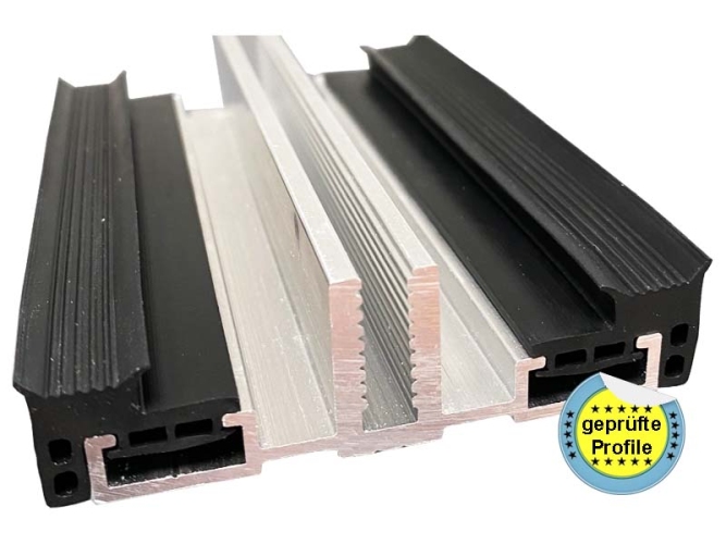 Auflageprofil, Verlegeprofil mit Dichtung  für 80 mm Unterkonstruktion 4 Meter